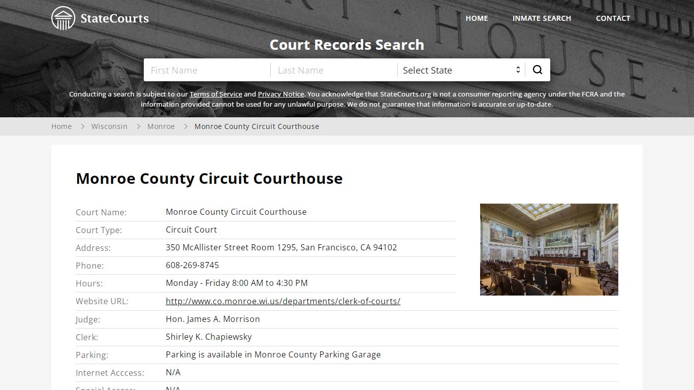 Monroe County Circuit Courthouse, Monroe County, WI - StateCourts
